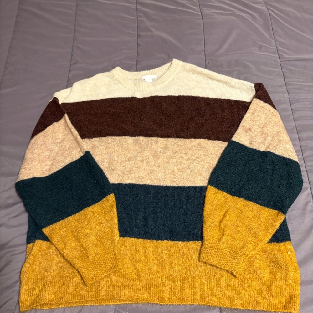 H&M Women's Striped Crewneck Sweater - Large